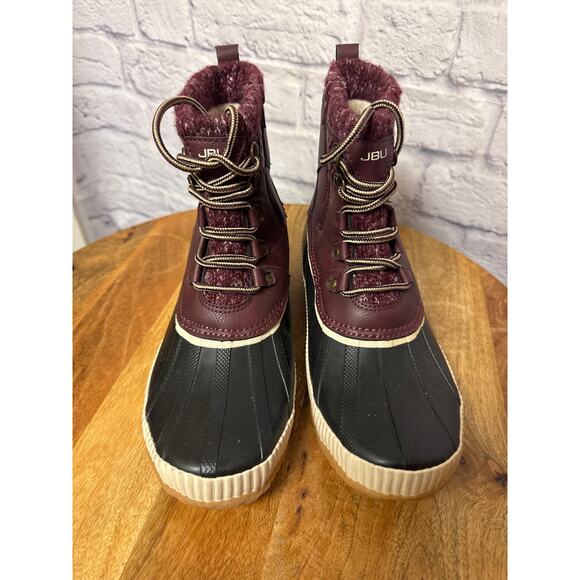 JBU by JAMBU Athena Weatherproof Burgundy & Black Women's Rainboot Laces SZ 7.5 - Picture 1 of 3